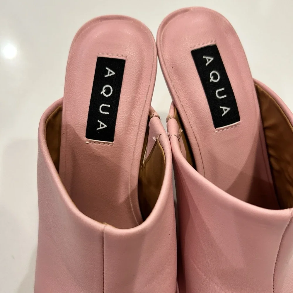 Aqua Dani Platform Barbie Indie Club Sleaze High Heel Mule Sandal Shoe Pink 7M